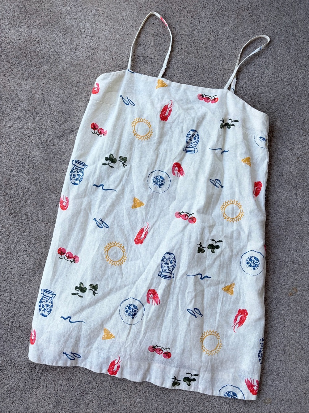 Abercrombie and Fitch large tall Mediterranean coastal lobster print linen dress